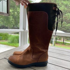 Clarks Tavoy Cedar Brown Leather Knee-High Boots Womens Size 10